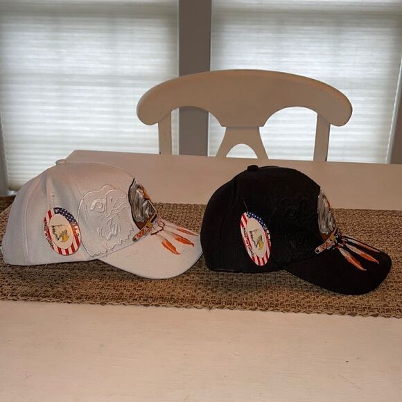 Two AMERICA USA Pride new with tags Eagle adjustable baseball caps Hats Lot - Picture 7 of 11